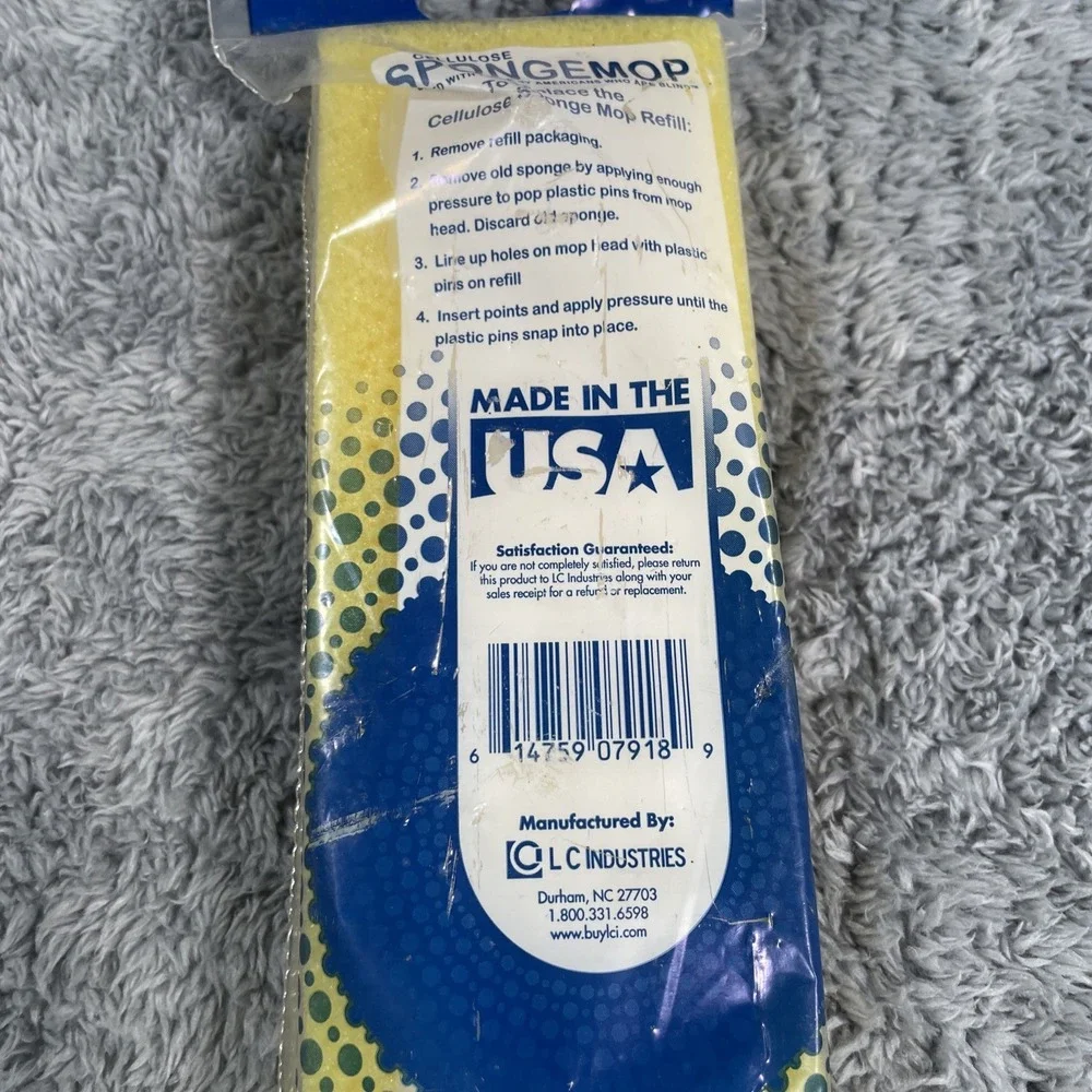 Cellulose Sponge Mop Refill Type G Yellow Long Lasting Sponge Head Made In USA